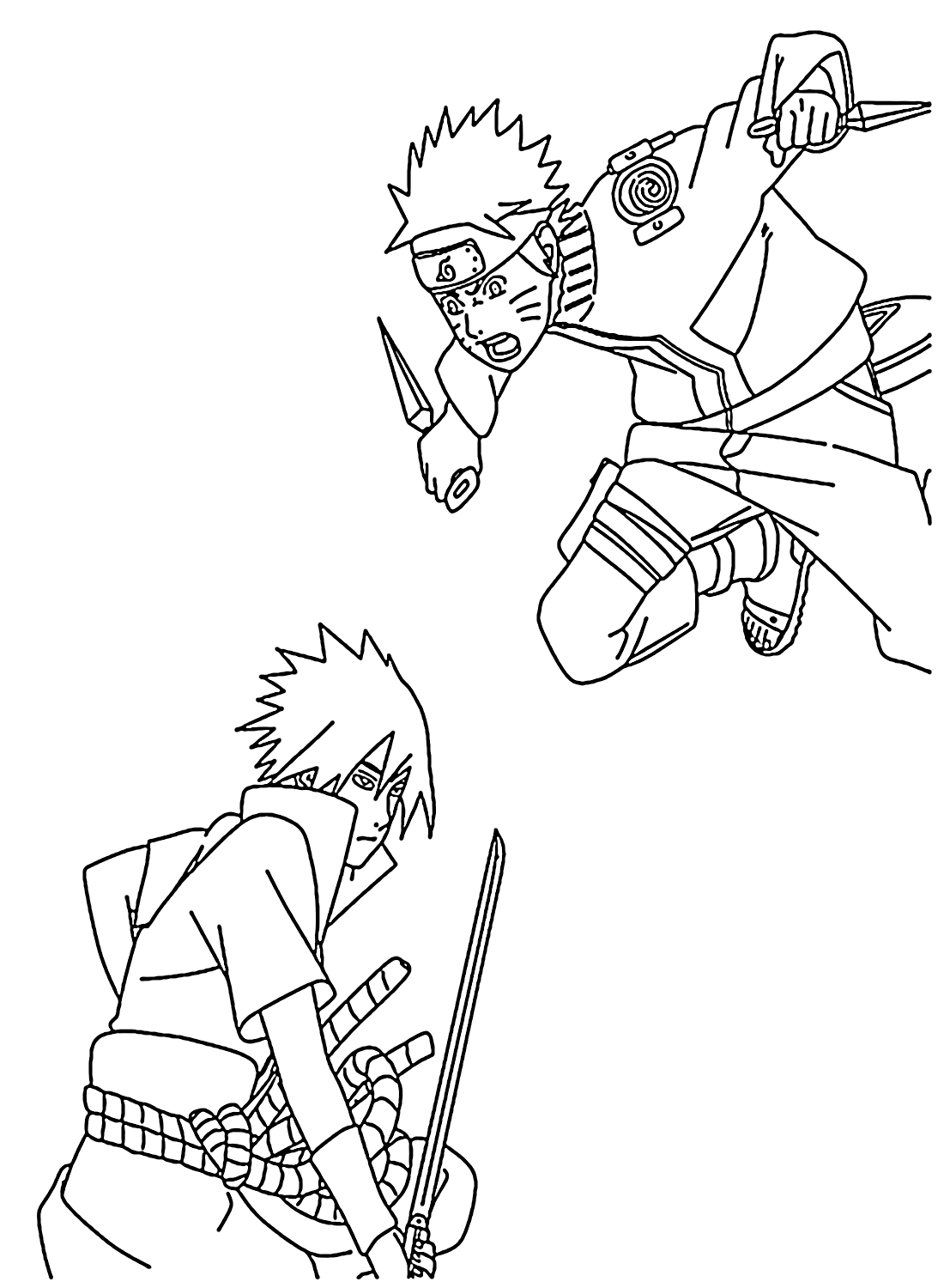 Coloriages Sasuke contre Naruto de Sasuke