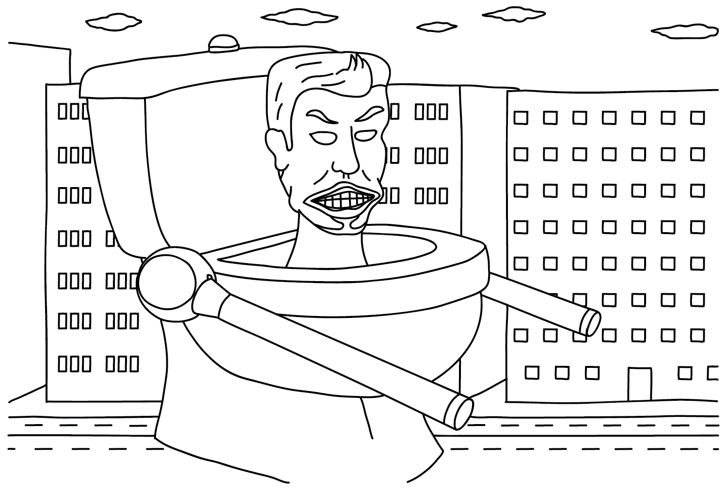 Skibidi Toilet Coloring Page Print Coloring Page