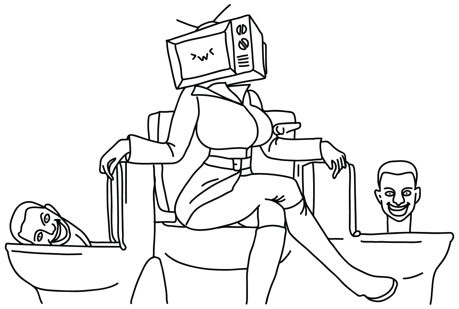 Skibidi Toilet TV Woman to Color from TV Man