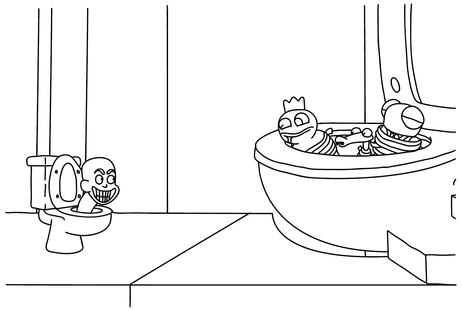 Skibidi Toilet and Rainbow Friends to Color