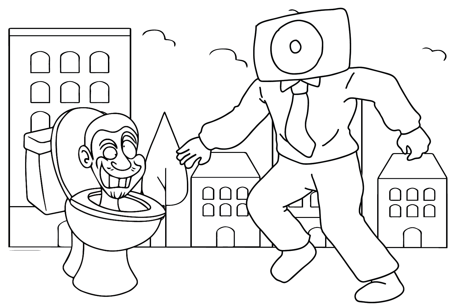 Président, Coloriage des toilettes Skibidi de Toilettes Skibidi