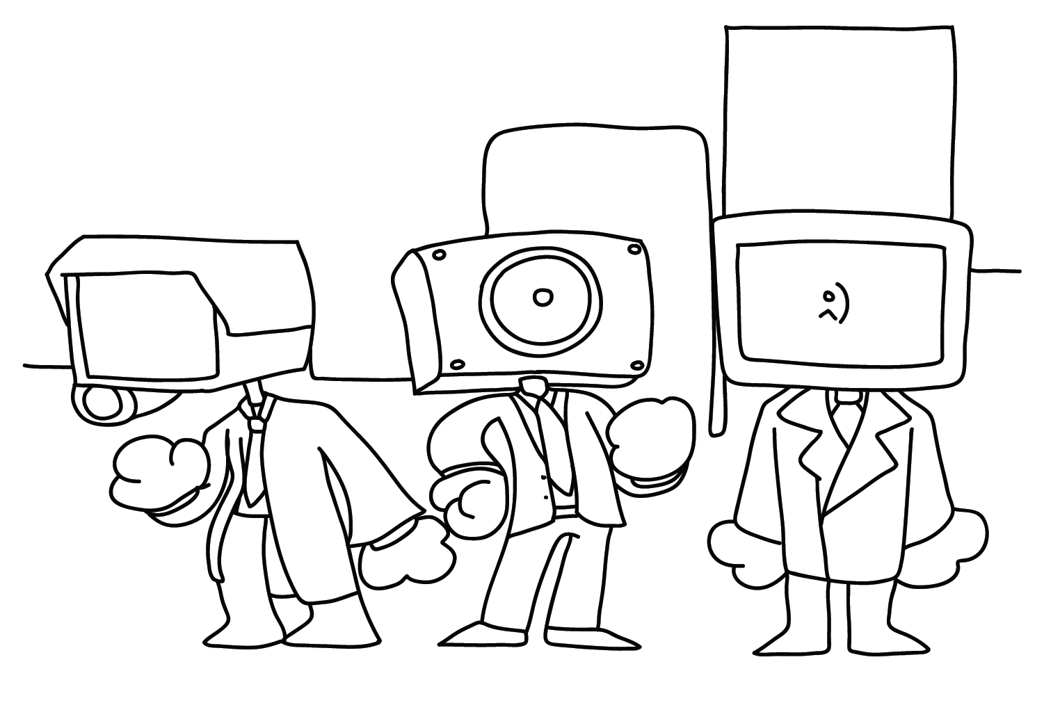 Speakerman, TV Man, Cameramen Color Page from Cameraman