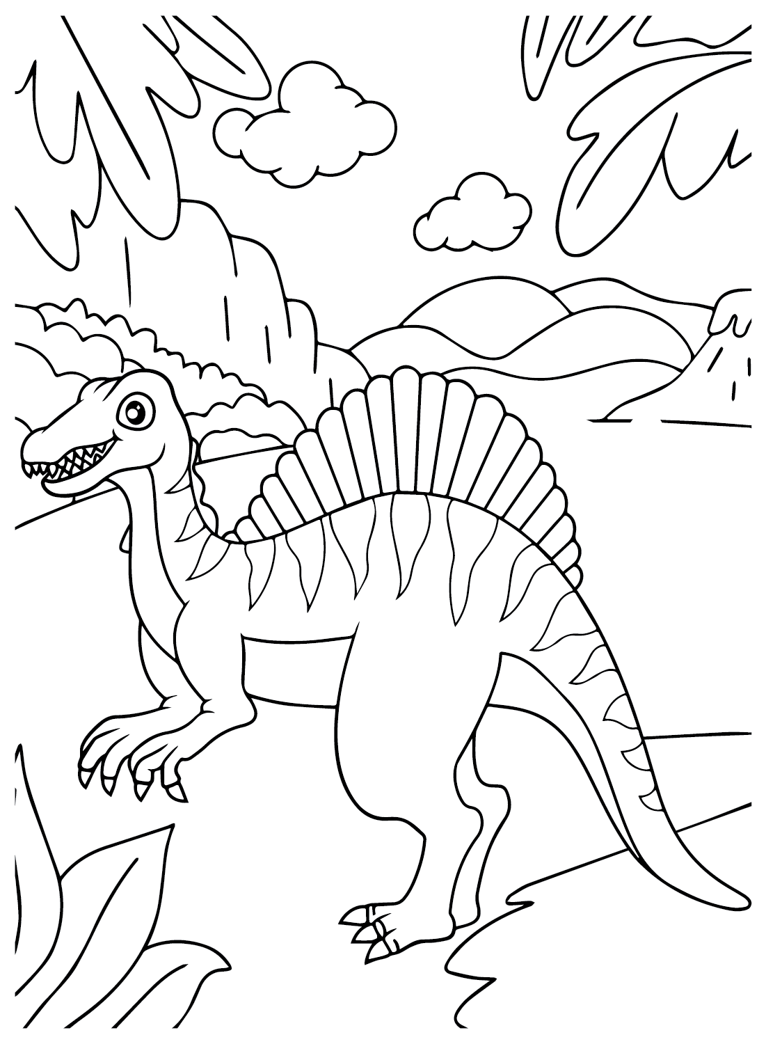 Feuille de coloriage Spinosaurus Aegyptiacus pour les enfants de Spinosaurus Aegyptiacus