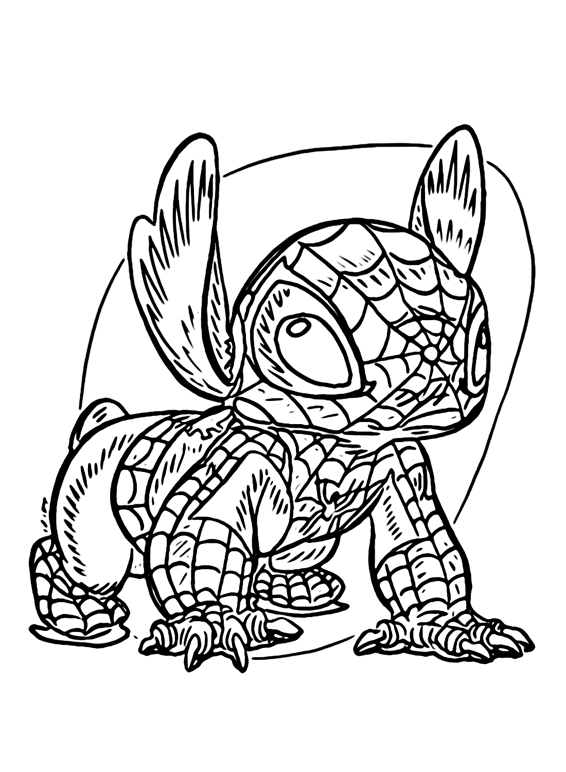 Página para colorir do Homem-Aranha Stitch de Stitch