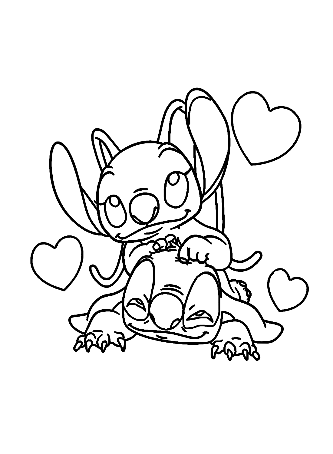 Stitch And Angel Love Coloring Pages Sketch Coloring Page