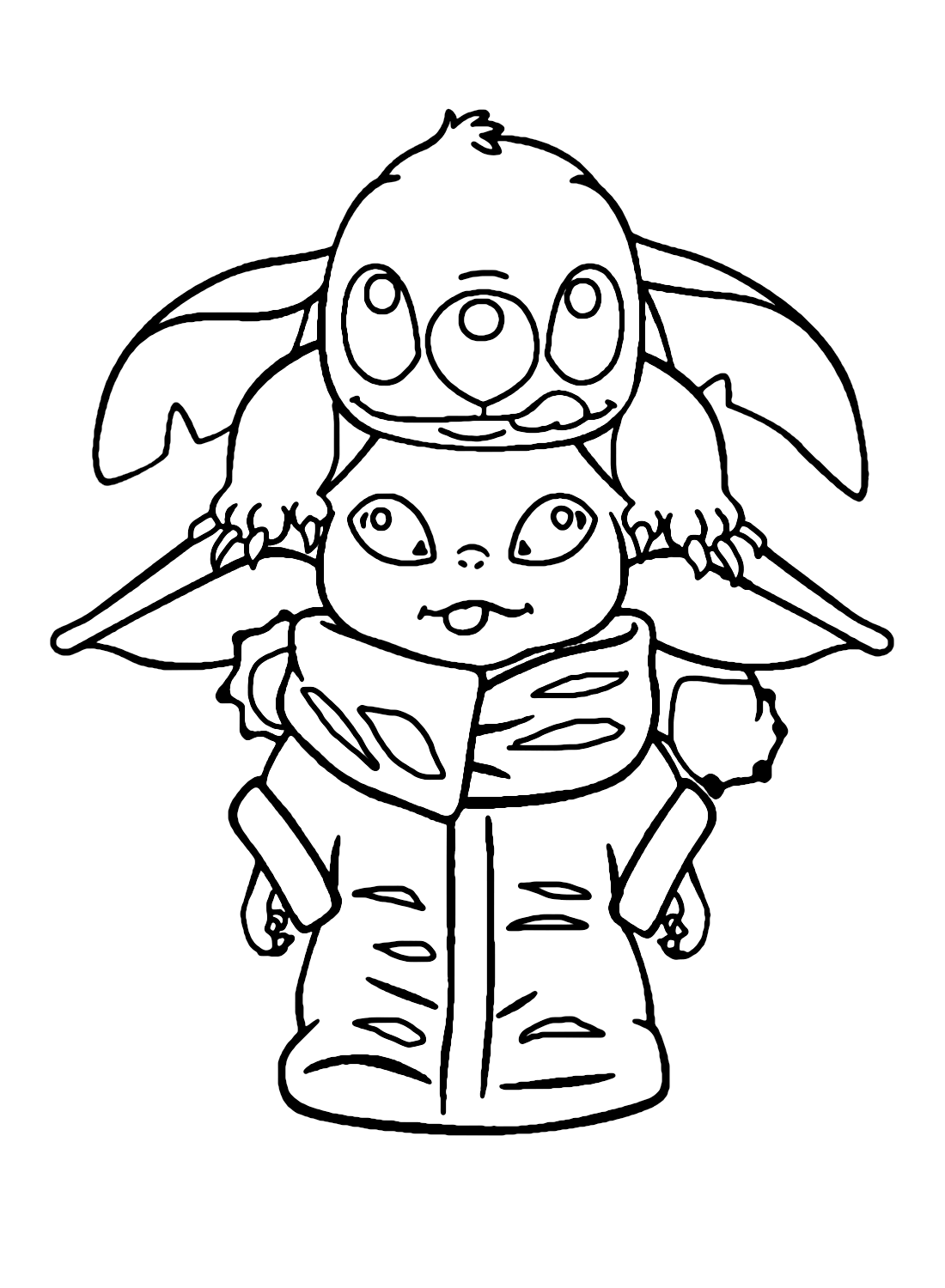 Stitch and Baby Yoda Coloring Pages Coloring Page