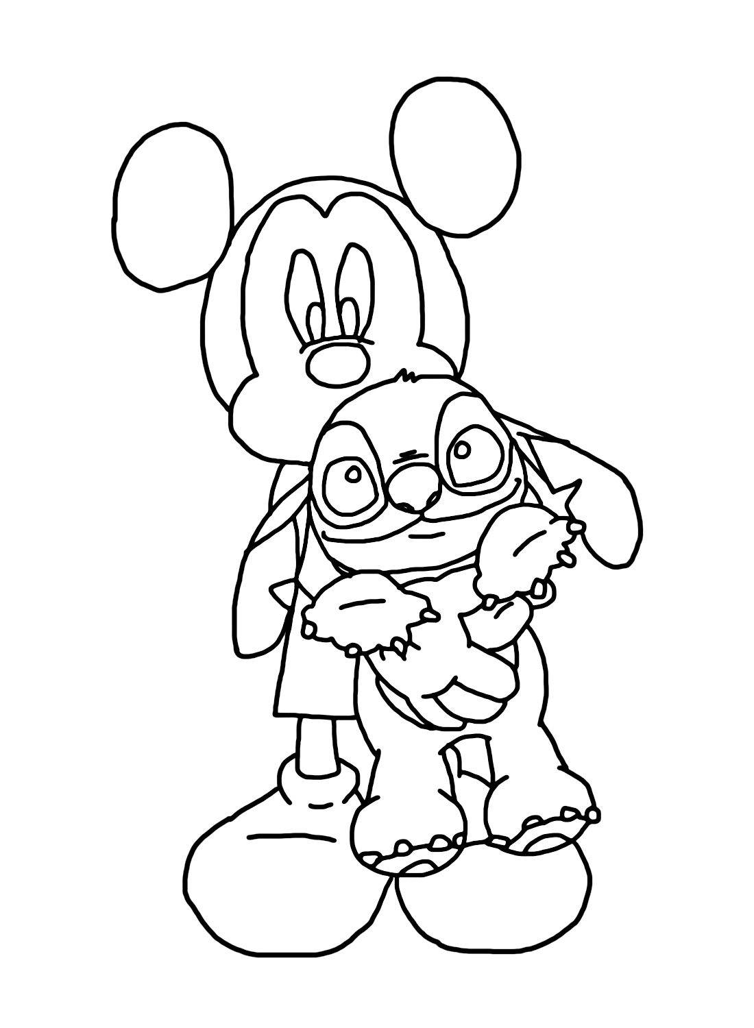 Stitch and Mickey Coloring Pages Coloring Page
