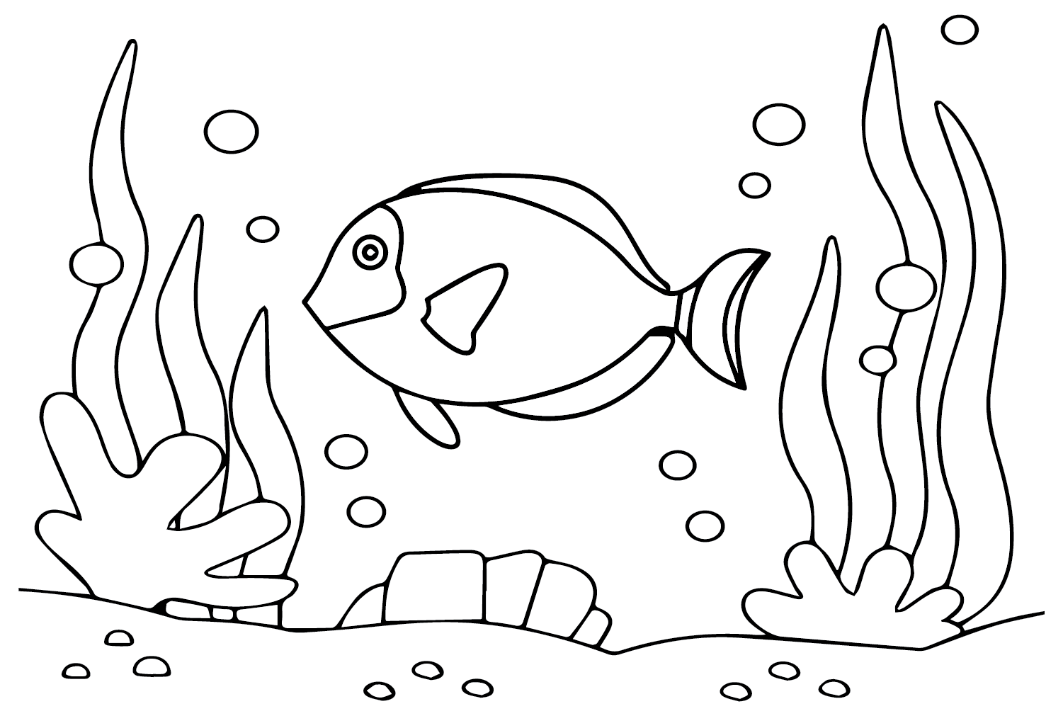 Tang Fish Cartoon Coloring Page - Free Printable Coloring Pages