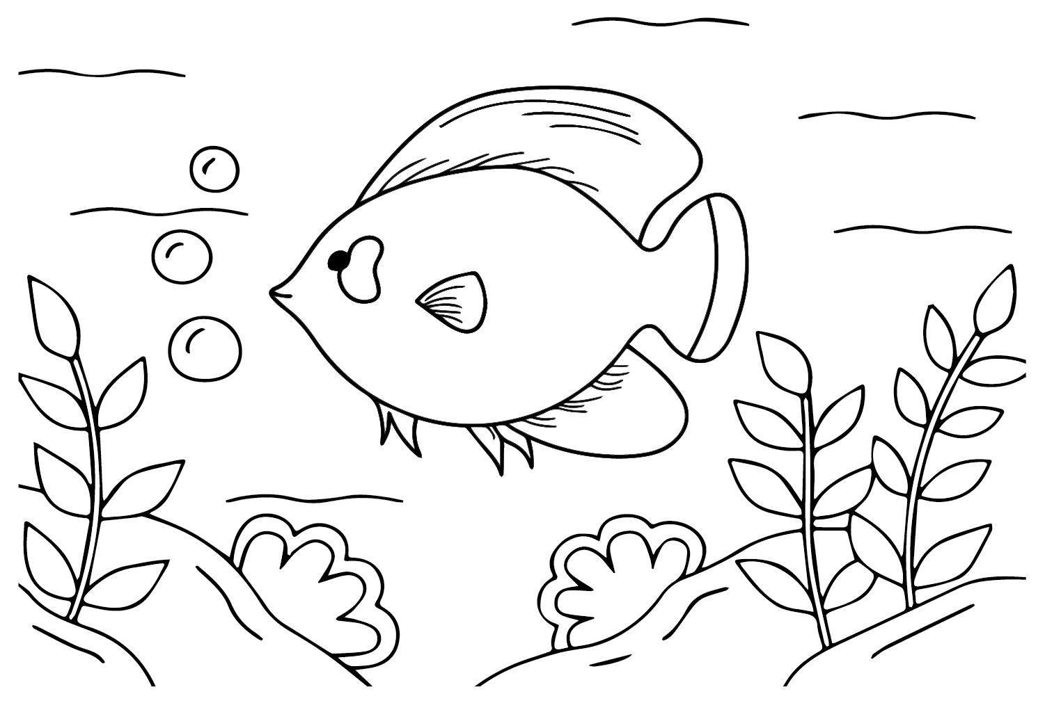 Tang Fish Saltwater Coloring Page - Free Printable Coloring Pages