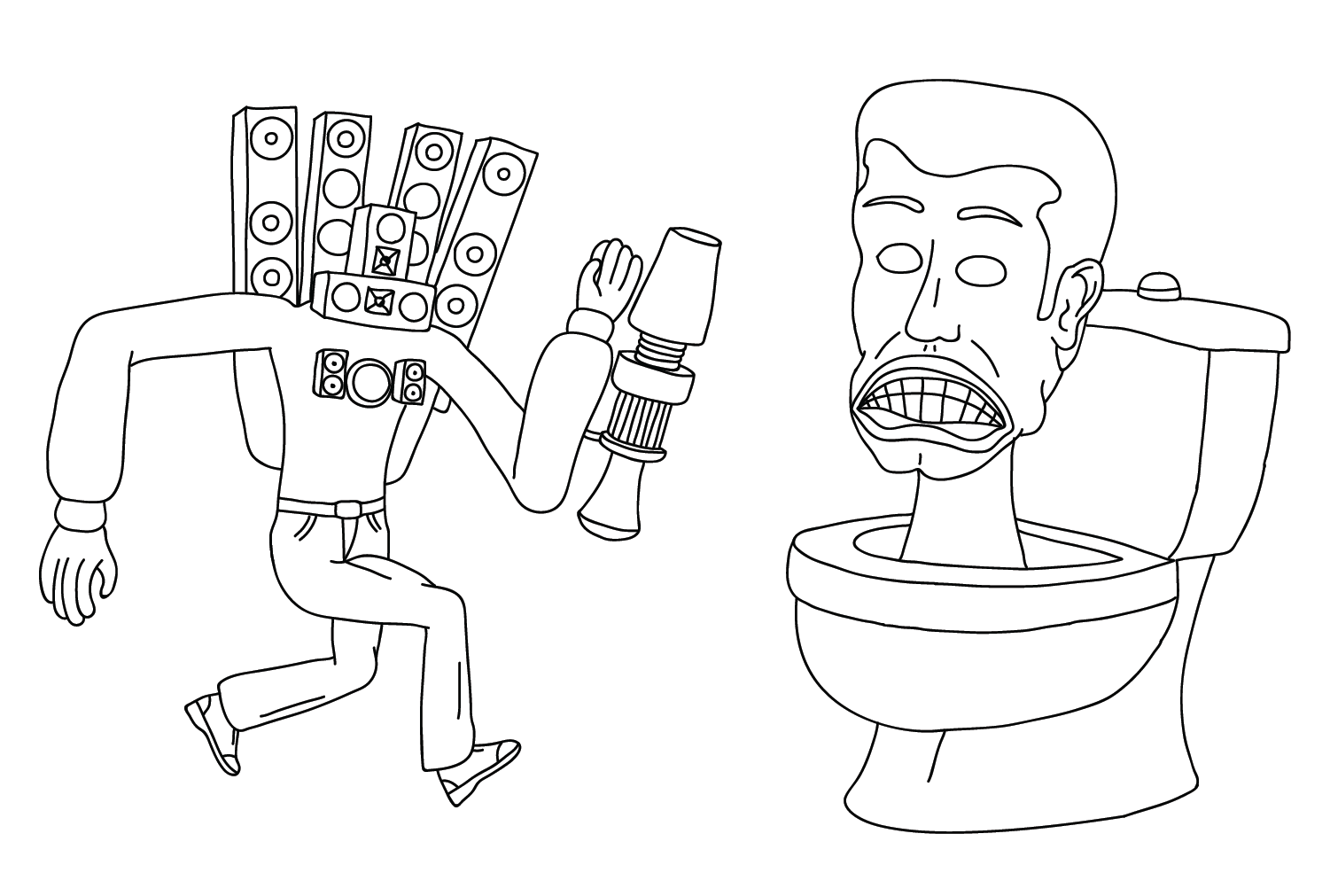 Titan Speakerman and Skibidi Toilet to Color
