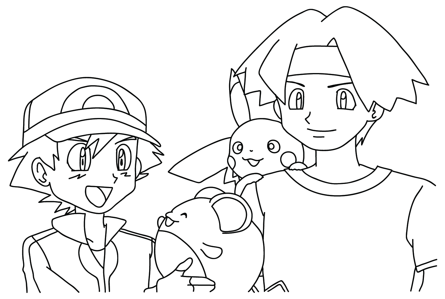 Tracey Sketchit And Ash Coloring Page from Ash Ketchum