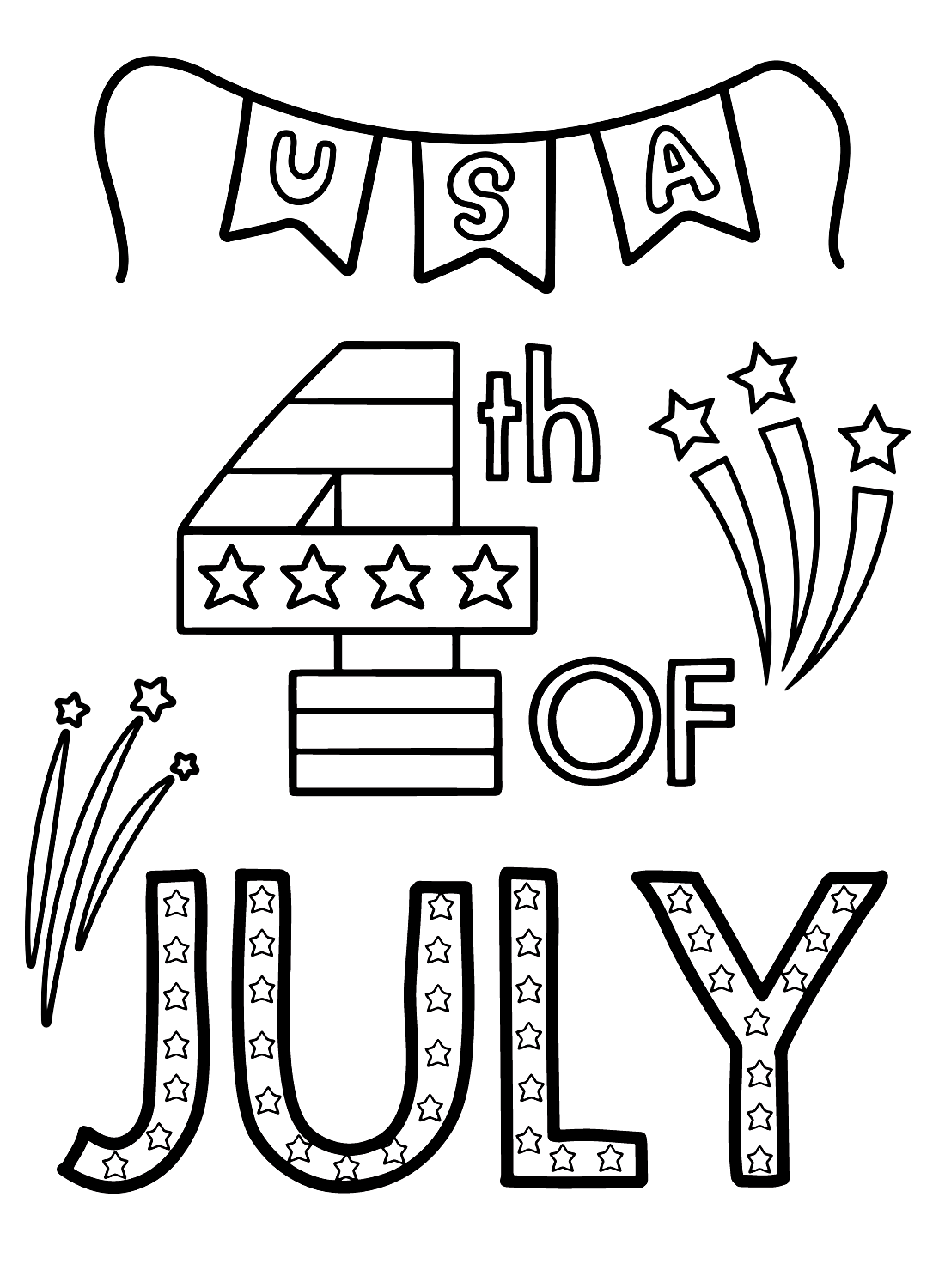 USA 4th of July Coloring Page