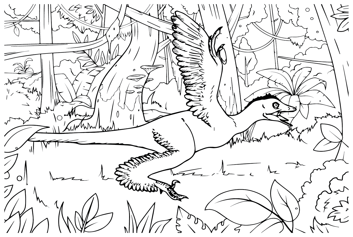 Utahraptor Coloring Page PDF from Dinosaurs