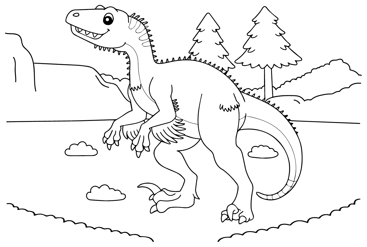 Desenho de linha Utahraptor para colorir de Utahraptor