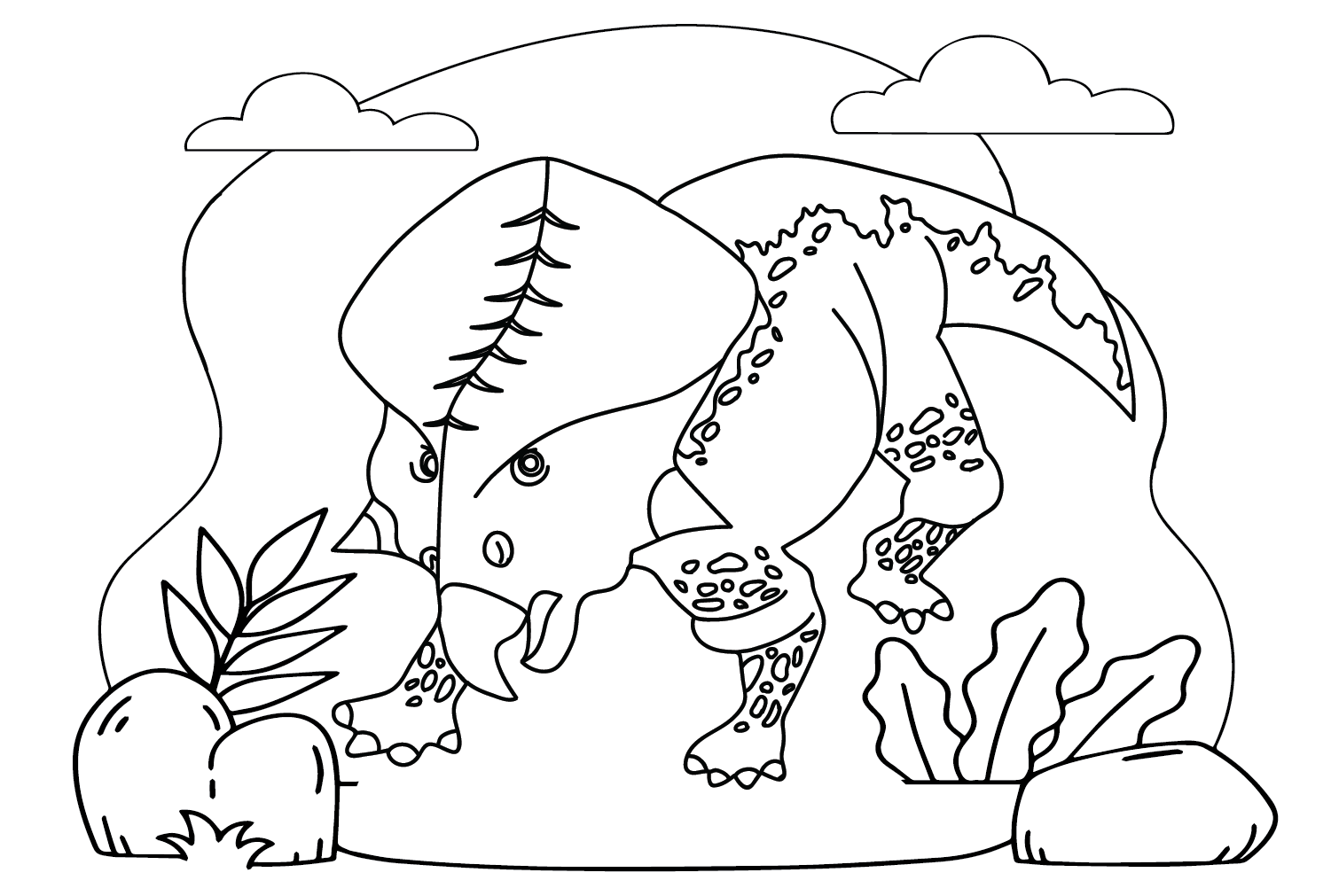Vektor-Cartoon-Protoceratops-Malseite von Protoceratops