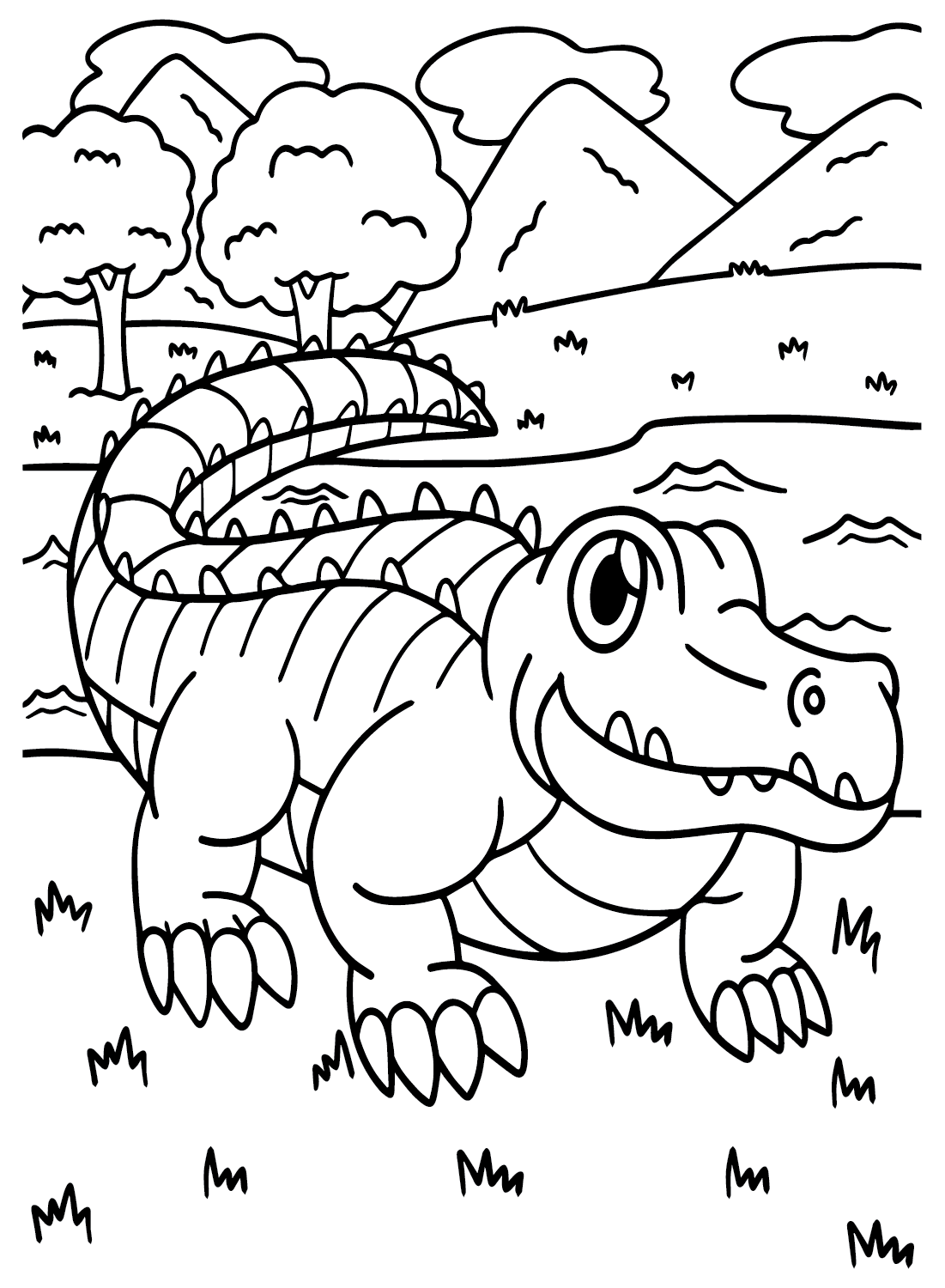 Vector a página para colorir do crocodilo de Crocodile