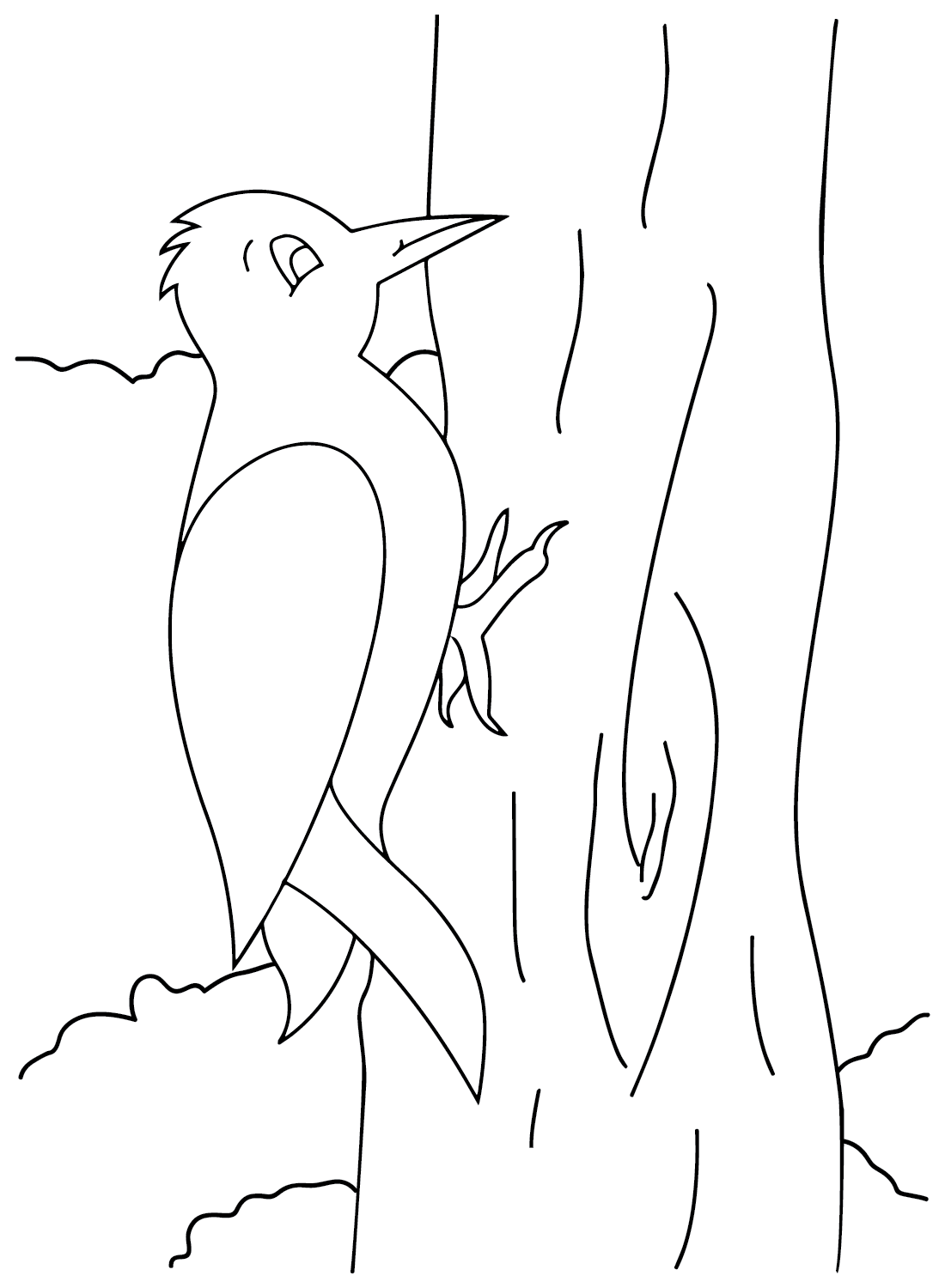 Página para colorear de pájaros carpinteros de Woodpecker