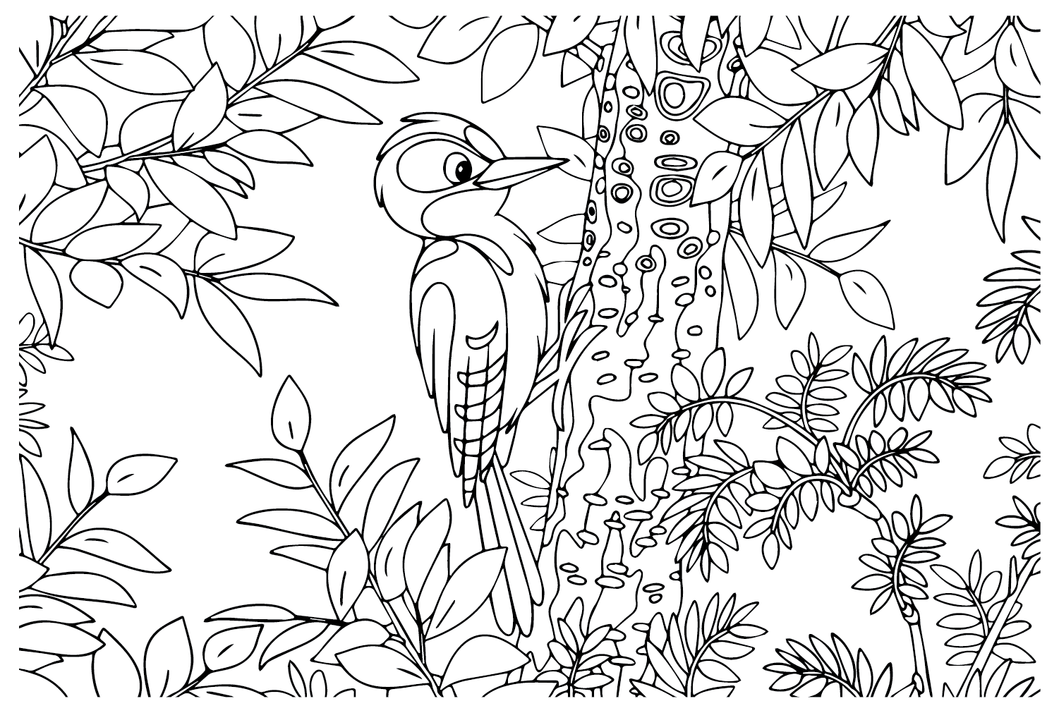 Página en color del pájaro carpintero Woody de Woodpecker