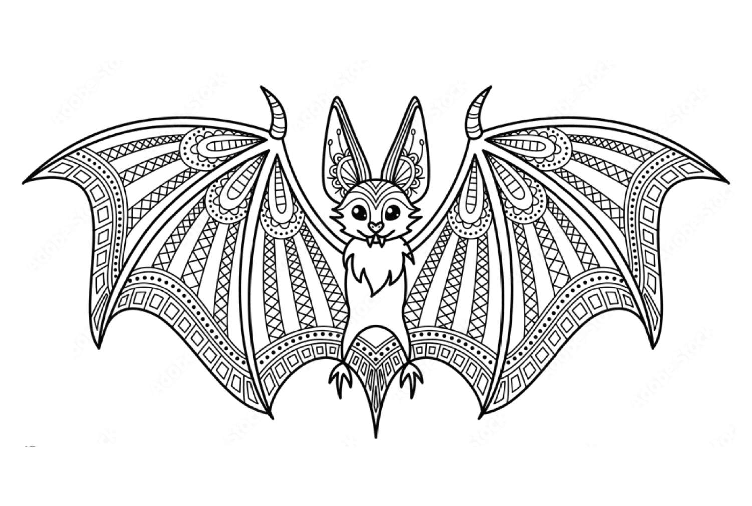 Zentangle Bat Coloring Pages