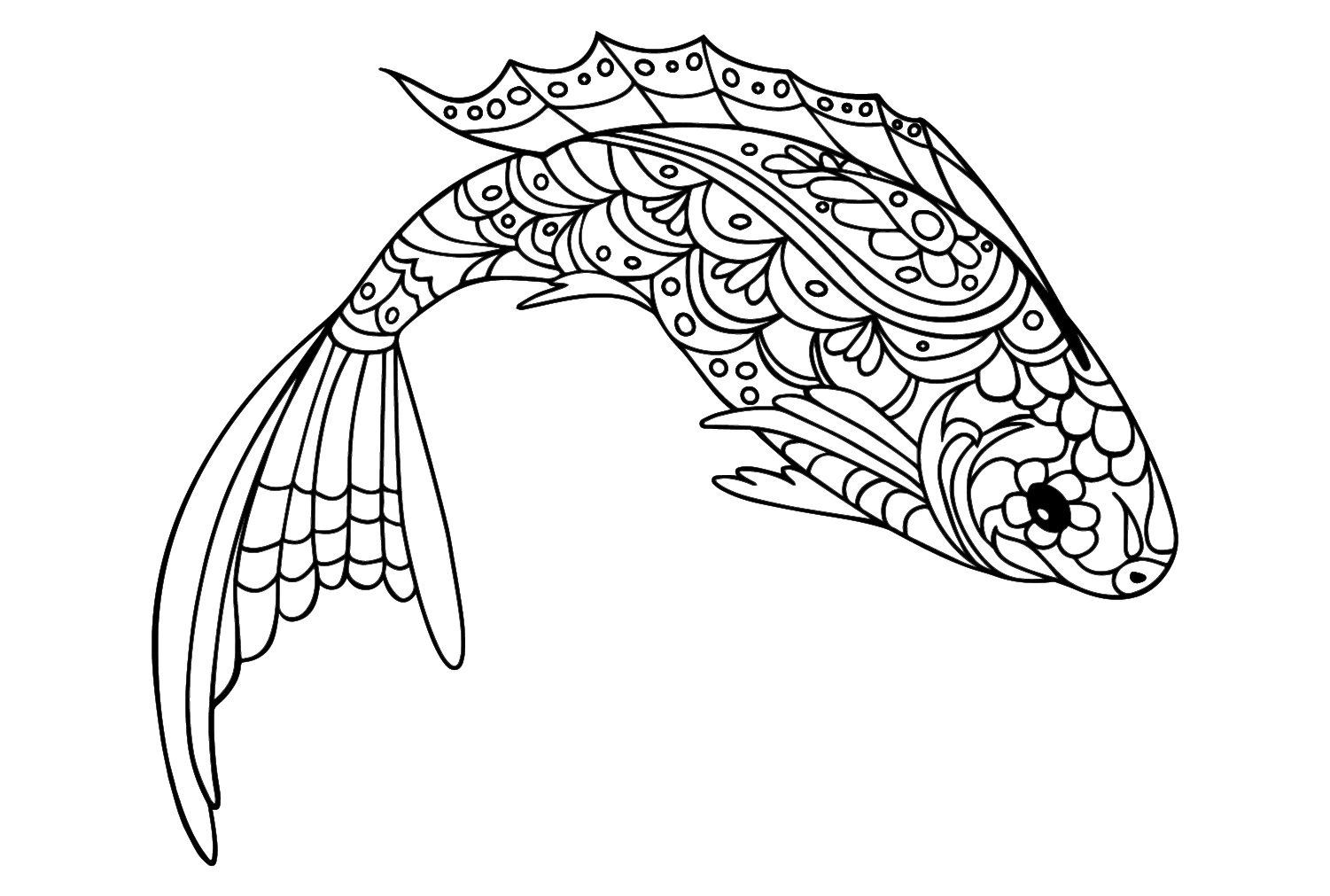 Zentangle Fish Coloring Page - Free Printable Coloring Pages
