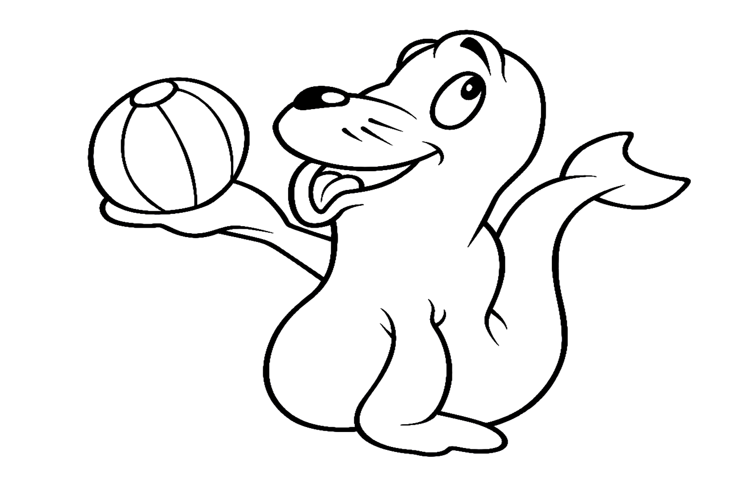 Adorable Sea Lion Holding A Beach Ball Coloring Pages