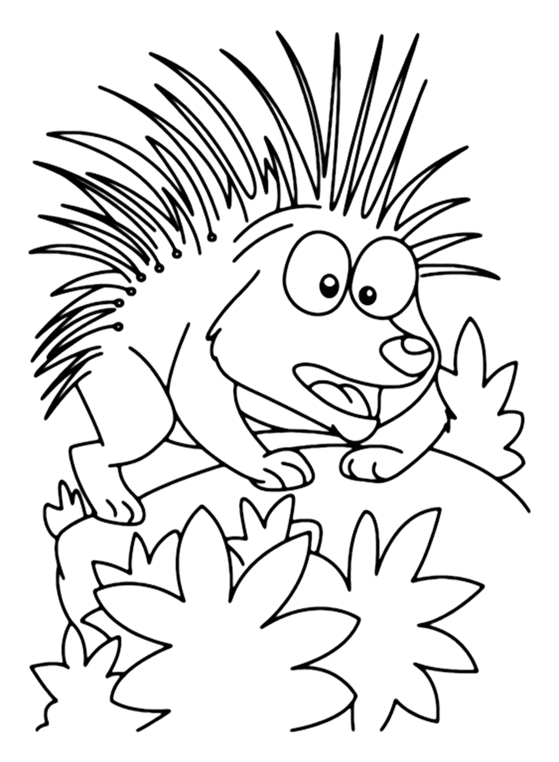 Adorável página para colorir de porco-espinho para crianças from Porcupine