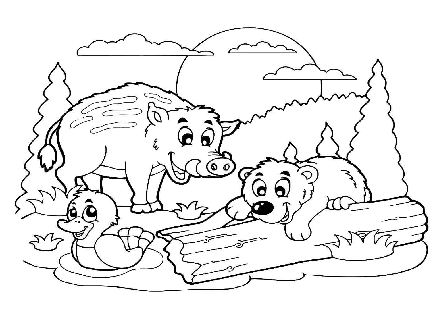 Boar With Happy Animals from Boar