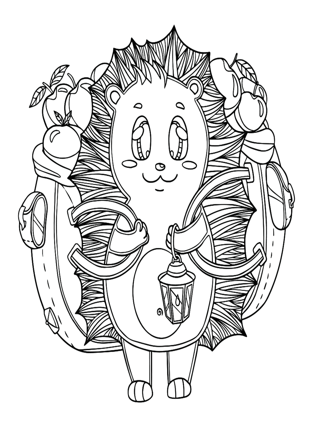 Coloriage de porc-épic de dessin animé de Porcupine