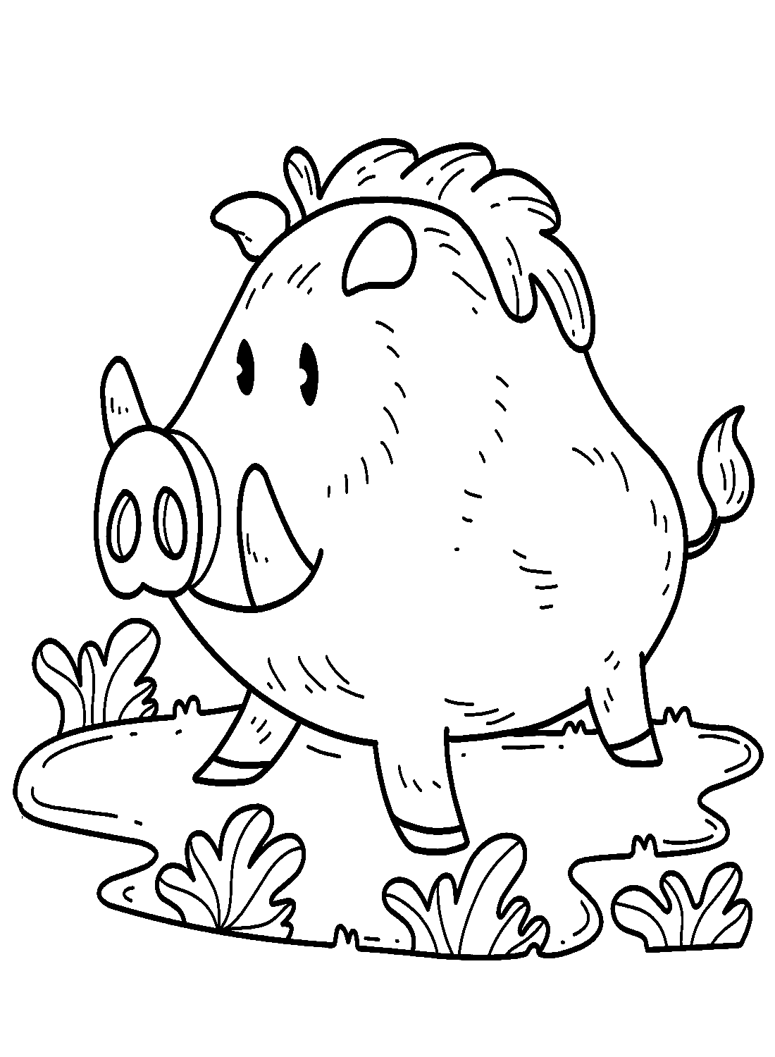 卡通野猪站在地上从野猪