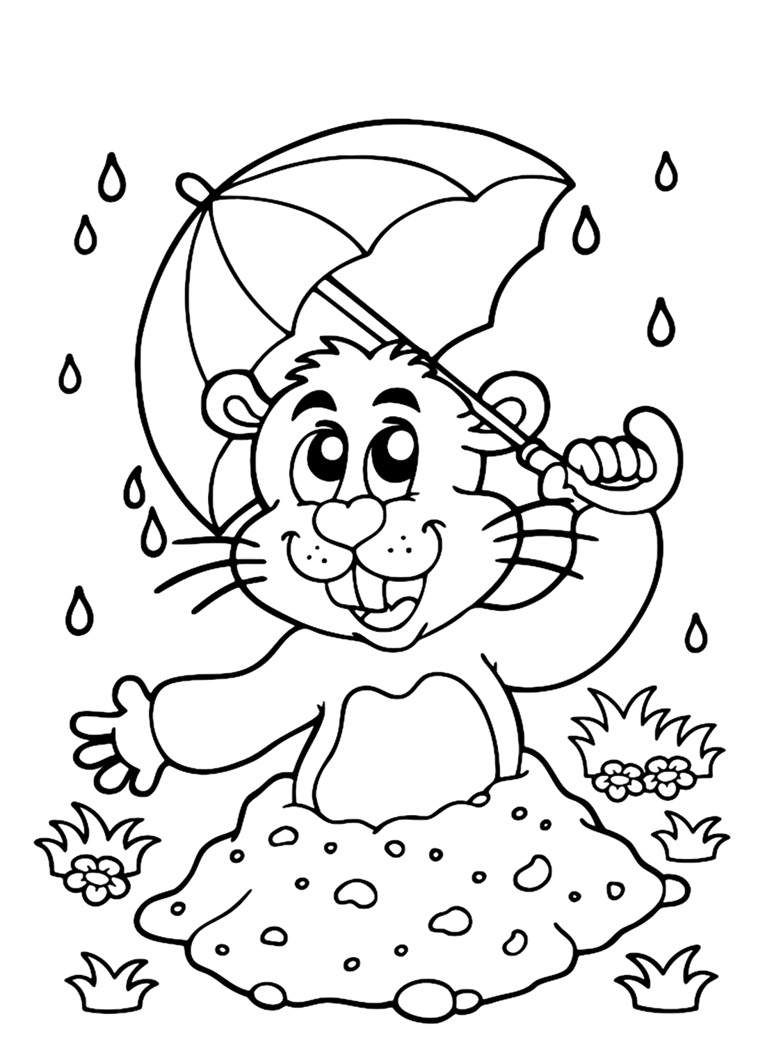 Marmotta cartone animato con ombrello di Marmotta