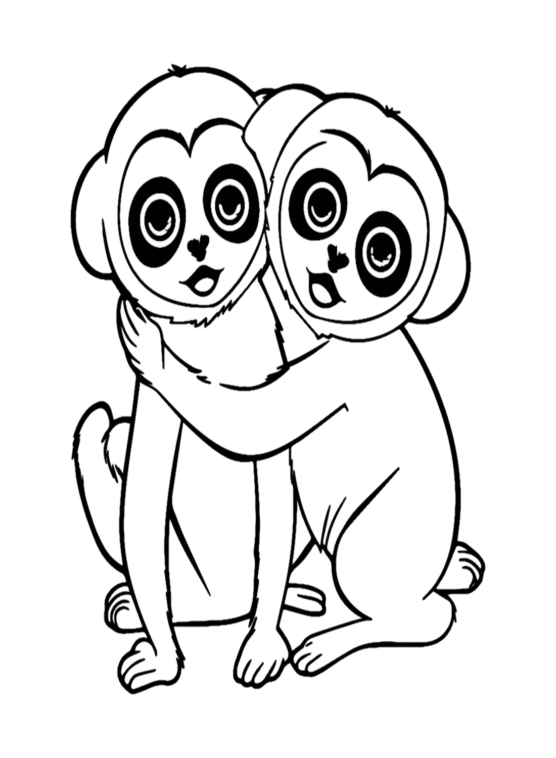 Foglio da colorare di coppia di lemuri di Lemur