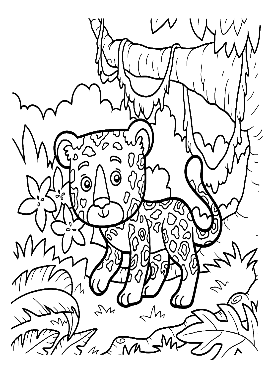 Cute Jaguar Coloring Page - Free Printable Coloring Pages