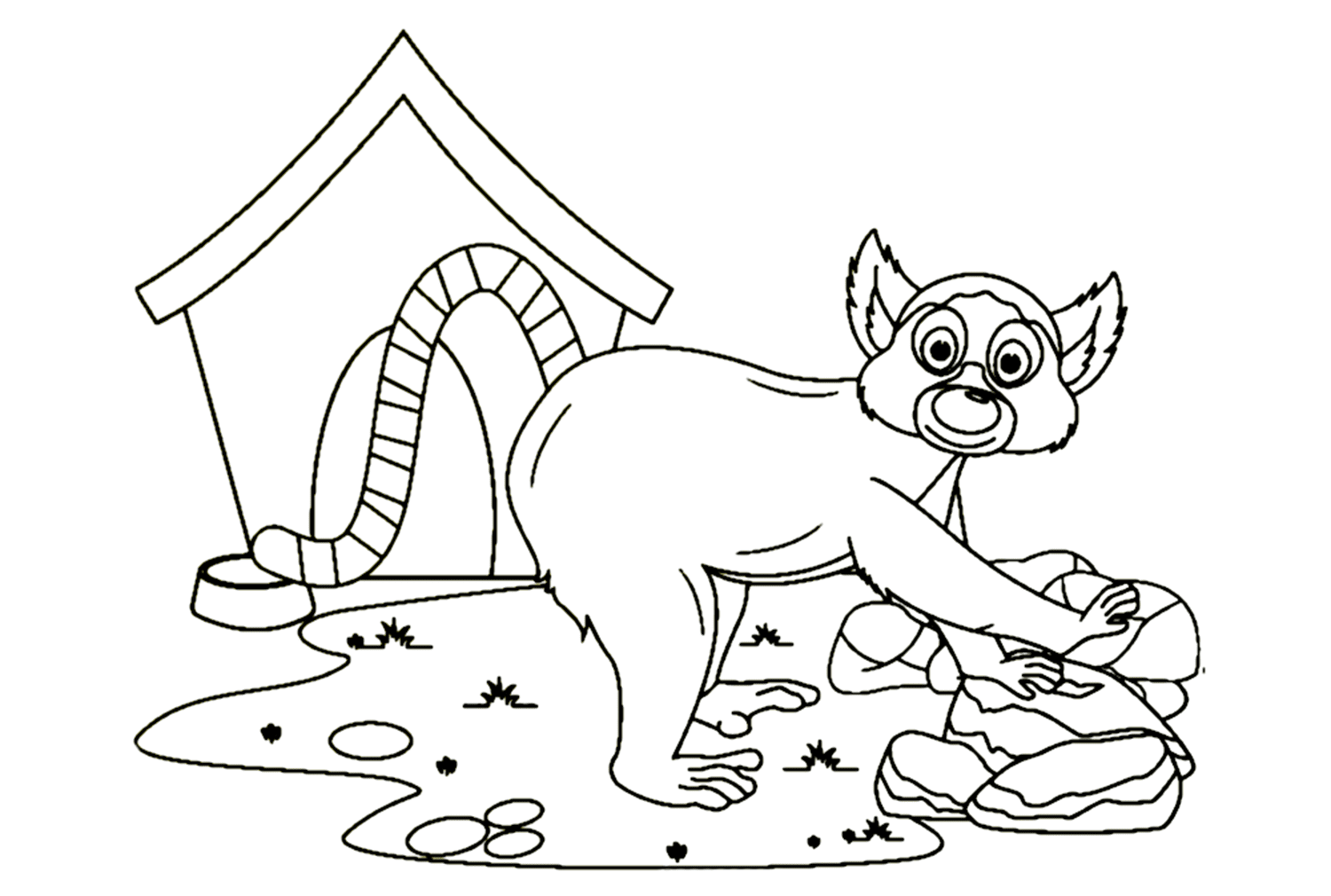 Linda página para colorear de lémur PDF de Lemur