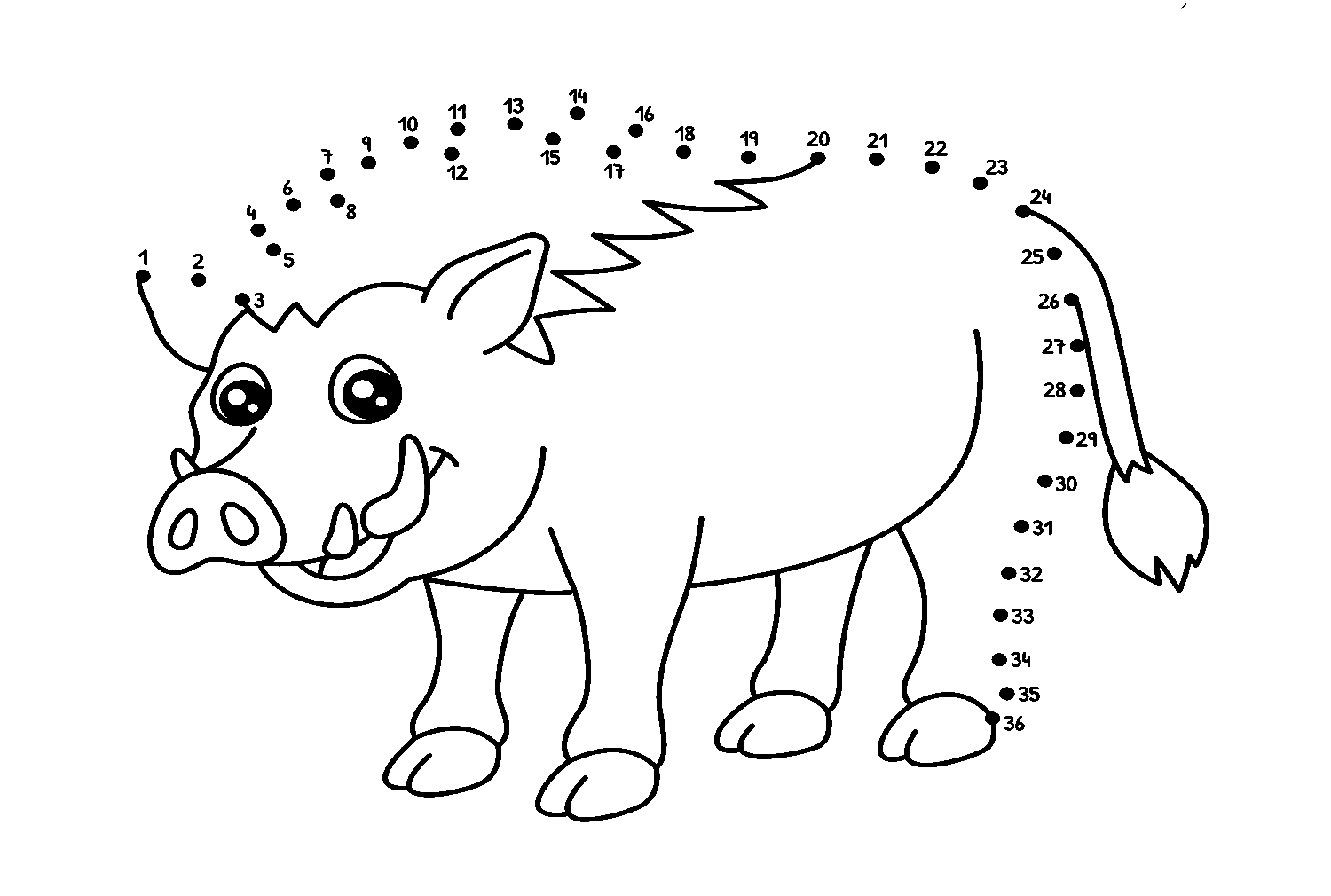 Dot To Dot Boar Coloring Pages