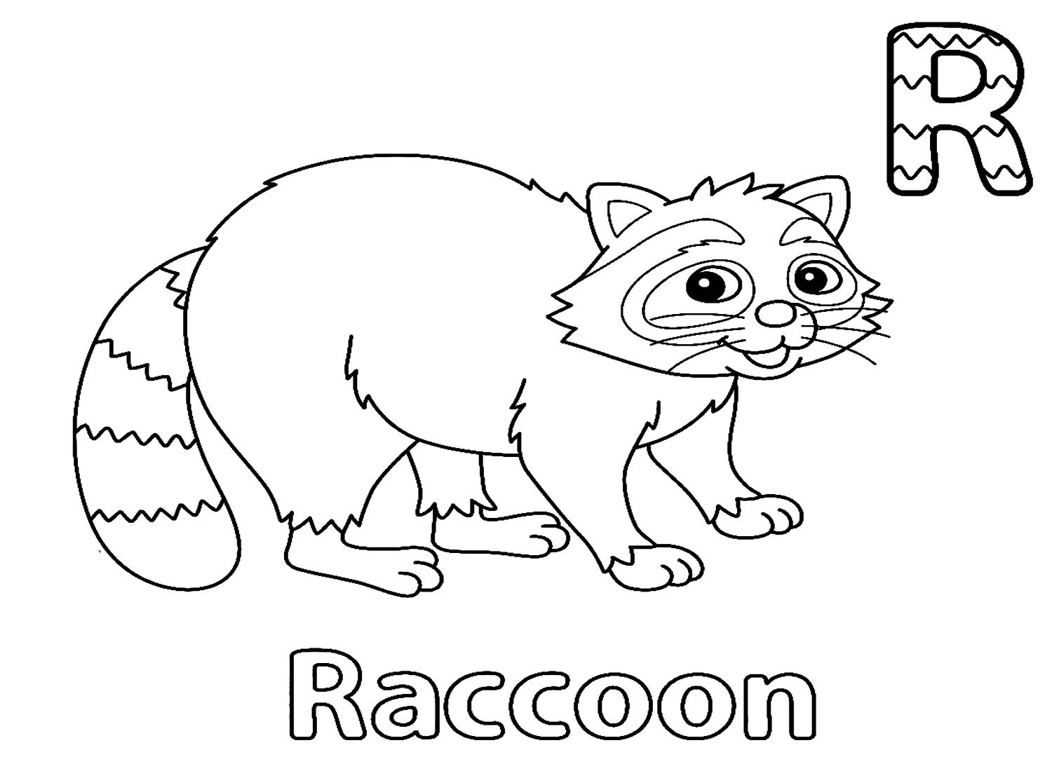Letra R para mapache de Raccoon