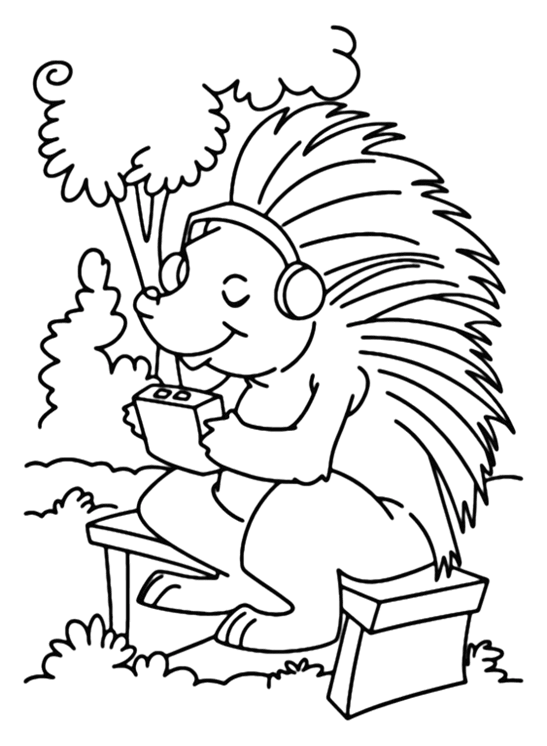 PDF de página para colorir de adorável porco-espinho de Porcupine