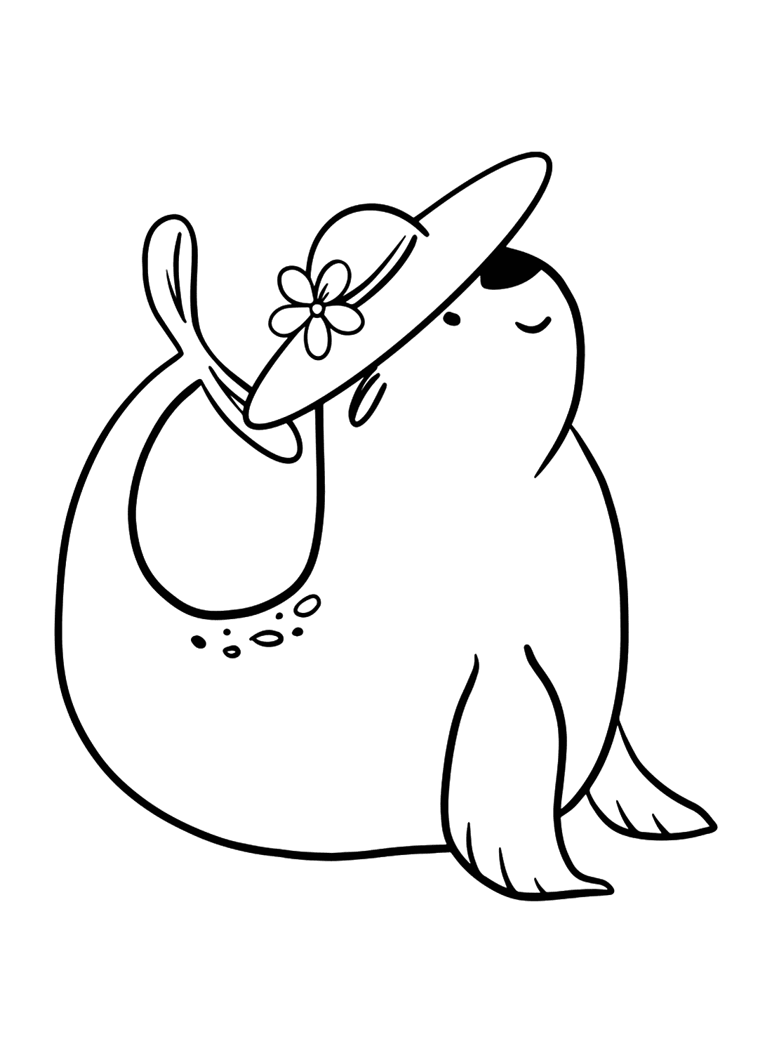 Adorabile leone marino con berretto floreale di Leone marino