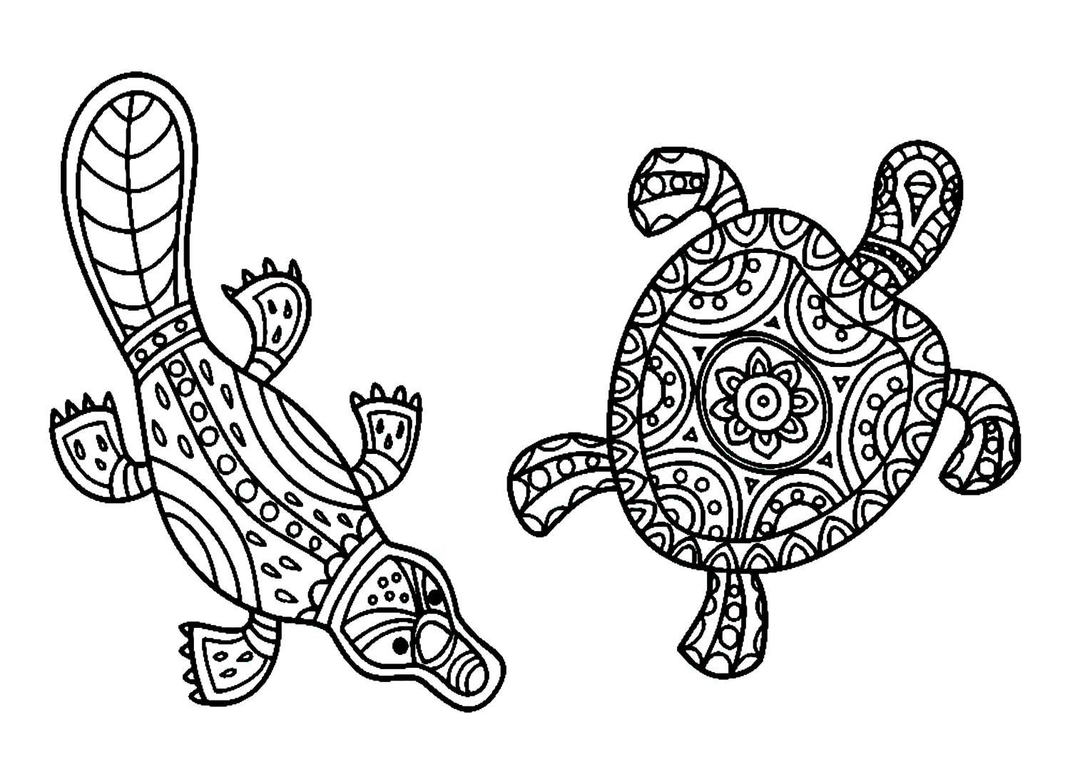Mandala Ornitorrinco y Tortuga de Ornitorrinco