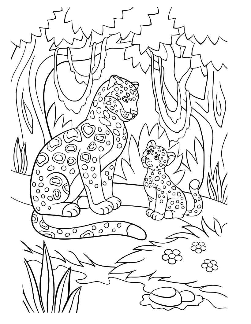 Madre Giaguaro e piccoli cuccioli di Giaguaro