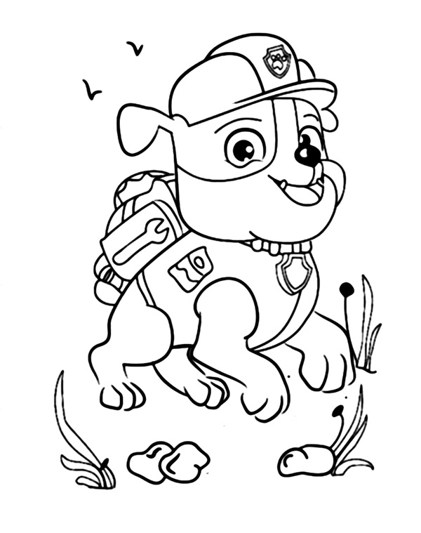 Rubble Paw Patrol Disney Coloring Page