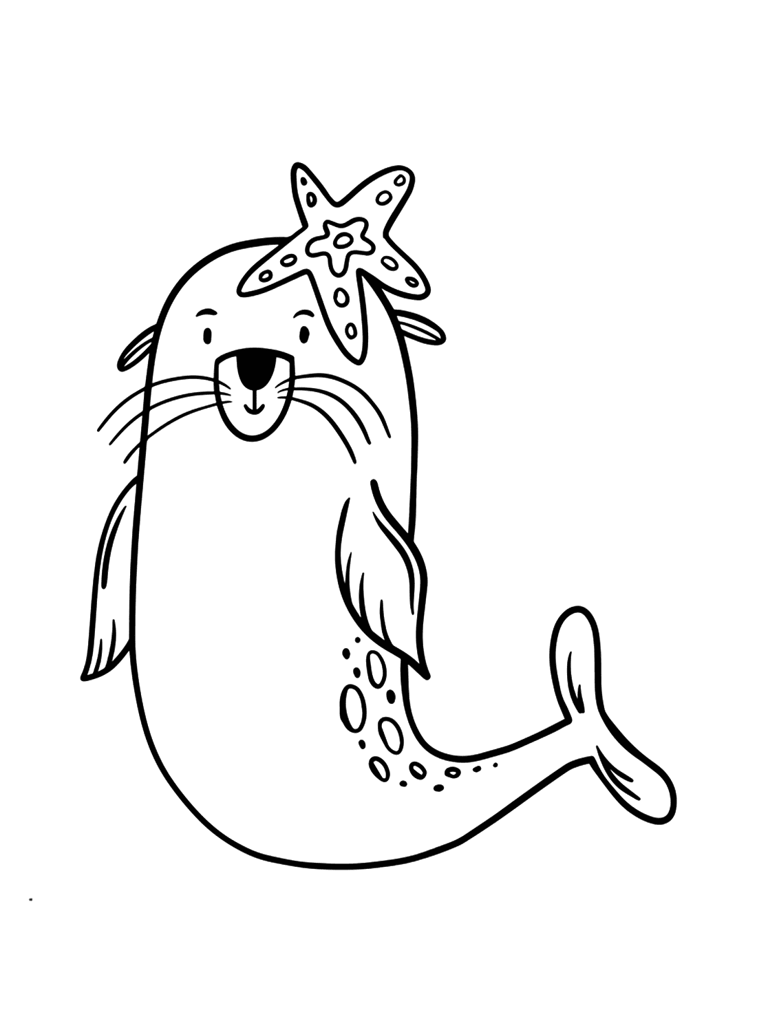 Lion de mer avec étoile de mer de Sea Lion