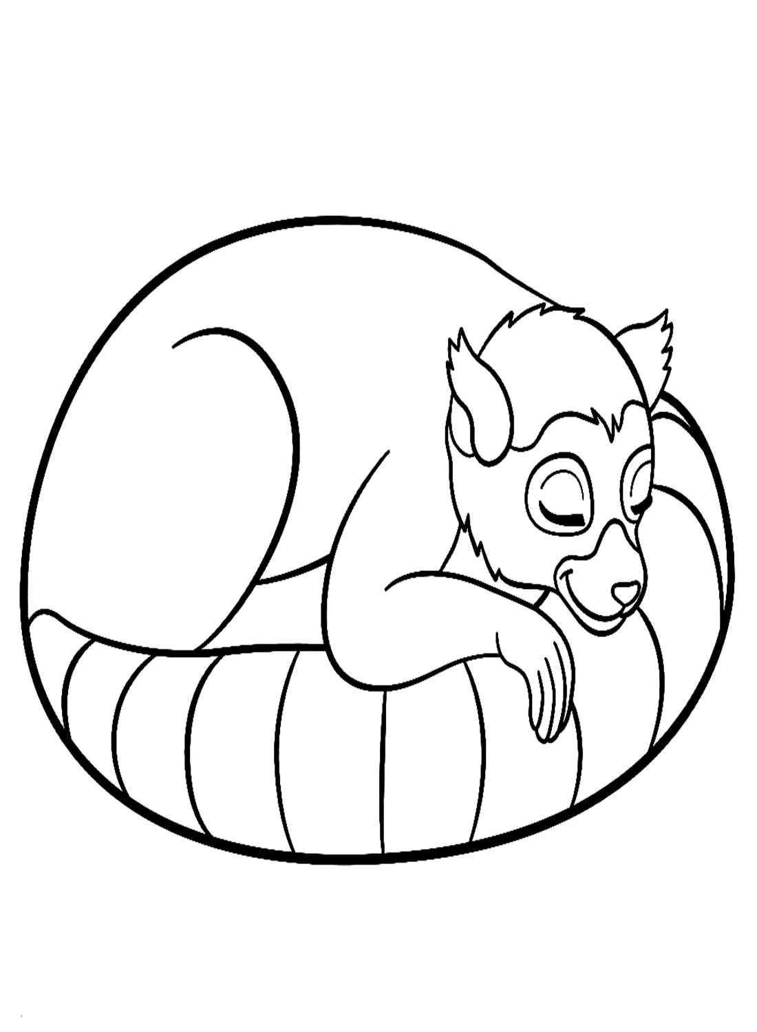 Dibujos para colorear de lindo lémur durmiendo de Lemur