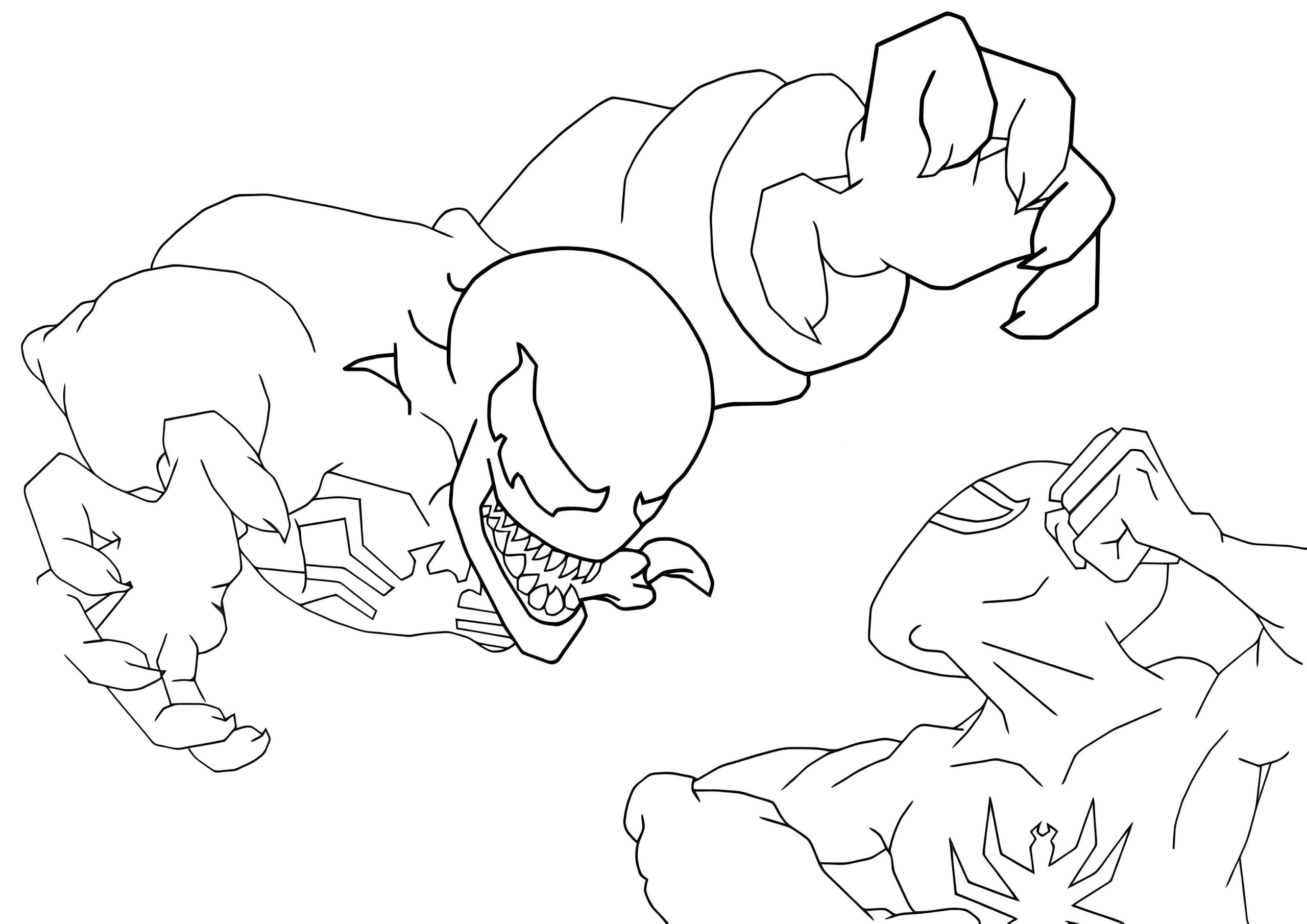 Spiderman Fighting with Venom Coloring Pages