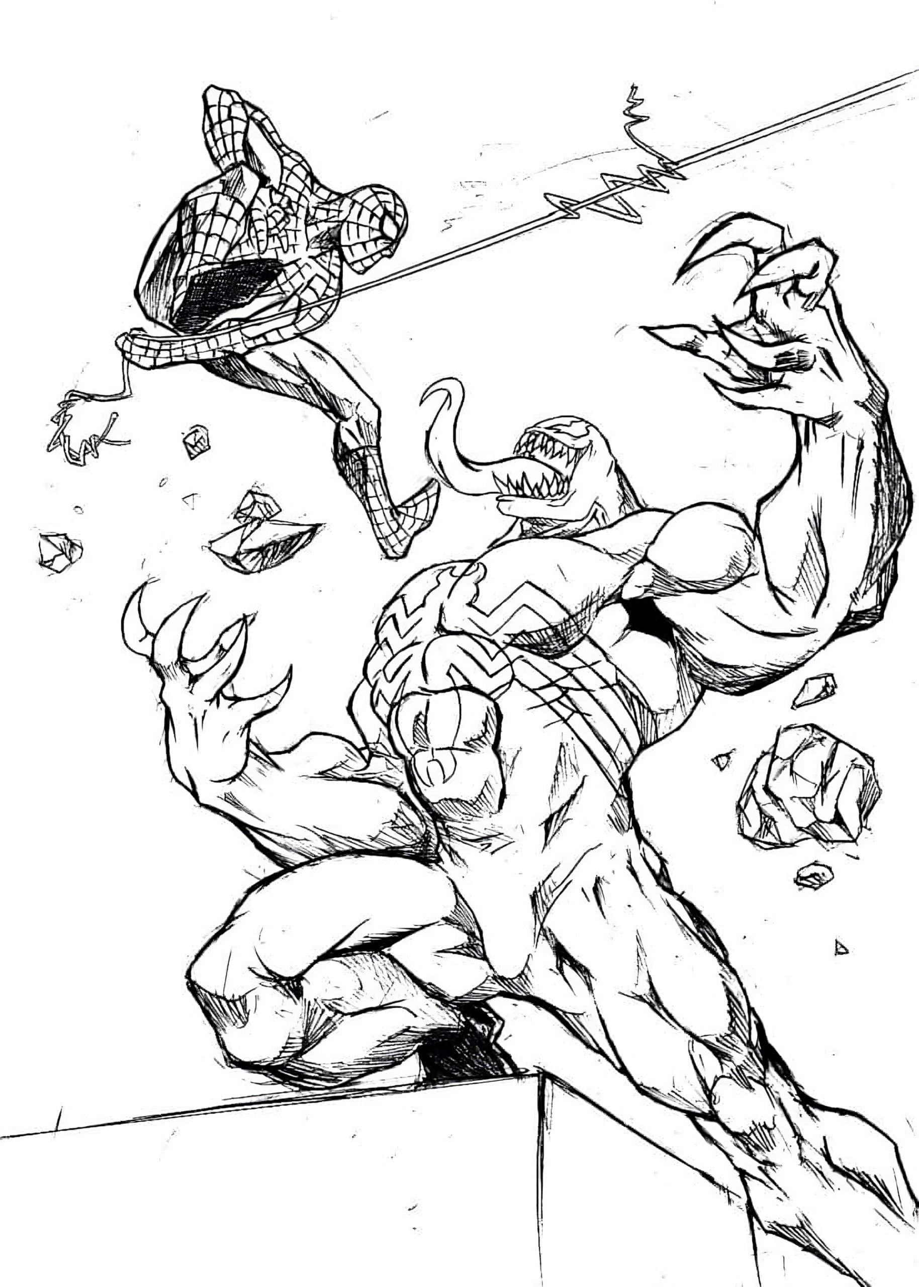 Spiderman with Venom Coloring Pages