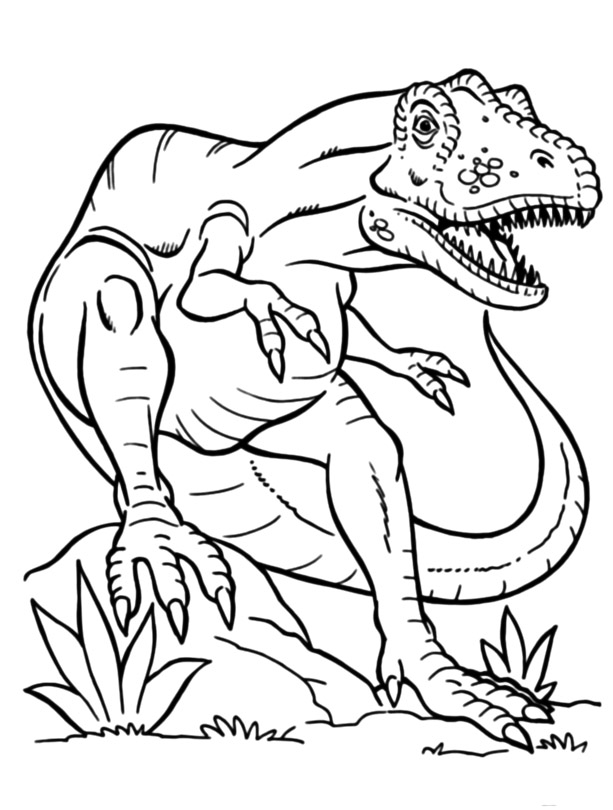 Desenho de Dinossauros Aterrorizantes T Rex para Colorir