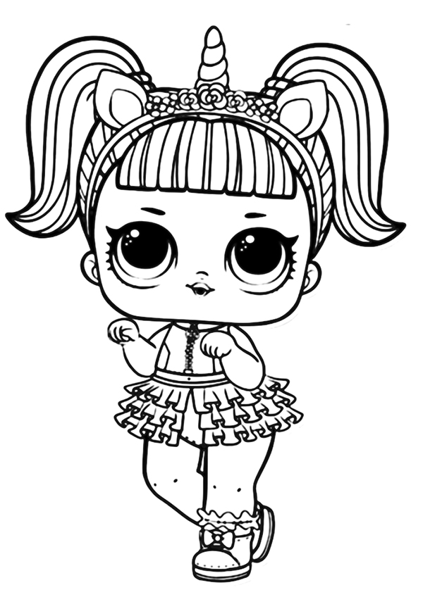 Lol Suprise Doll Unicorn Girl Coloring Page