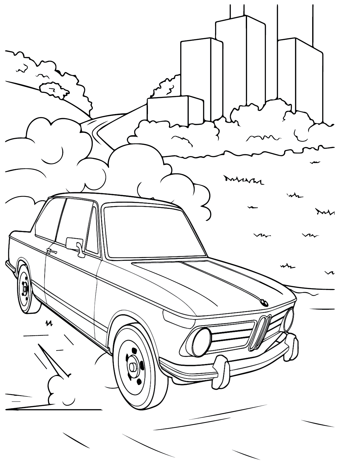 1973 BMW 2002 TII Coloring Page from BMW