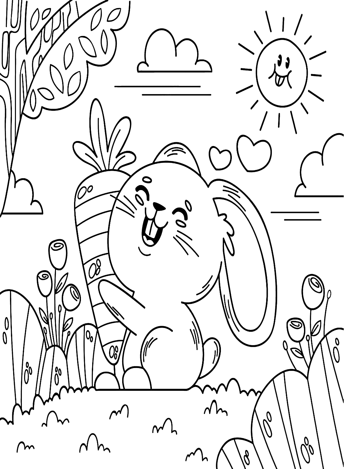 Un lindo conejo en el jardín imprimible de Gardens