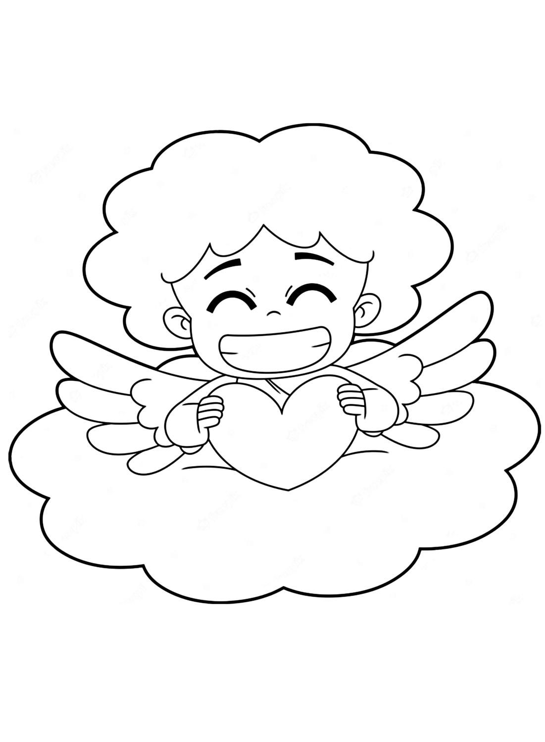 Een lachende engel kleurplaat van Angel