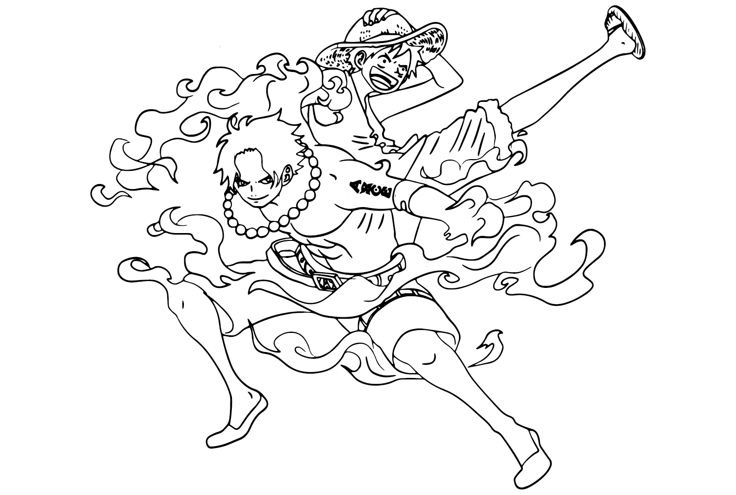 Ace and Luffy Coloring Page Free from Portgas D. Ace